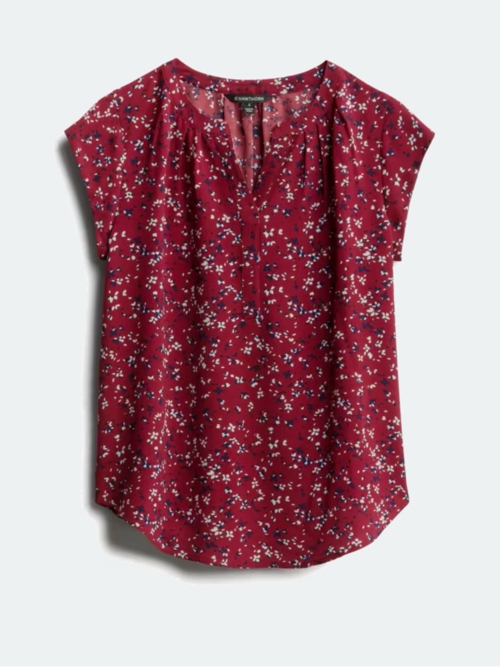 41 Hawthorn Burgundy Floral Cap-Sleeve Blouse